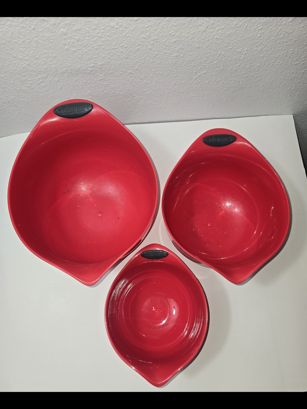 Cuisinart 3-Piece Plastic Nesting Mixing Bowl Set (Red)